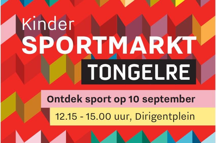 flyer van de kindersportmarkt op het dirigentplein in tongelre
