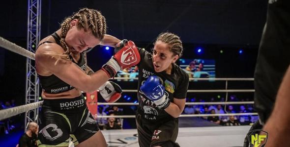 sportinspirator Miryam Rayhi aan het kickboksen 