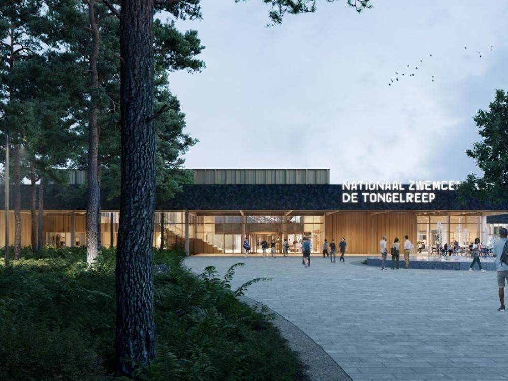 Impressie entree nieuwe Tongelreep in het donker